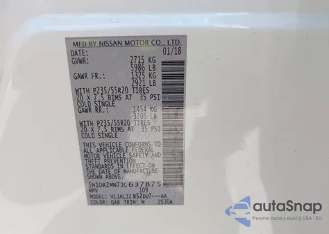 2018 Nissan Pathfinder Platinum из США, поврежденный, VIN 5N1DR2MN7JC637875